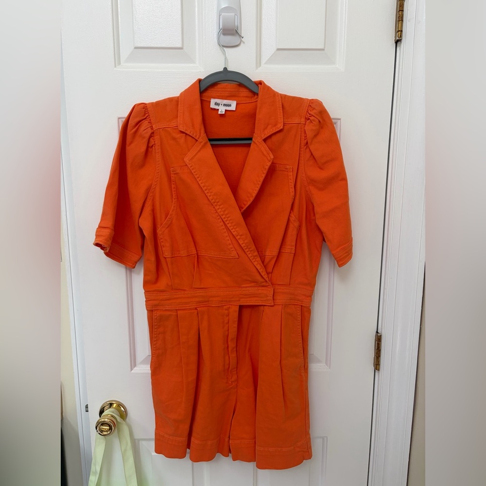 Day + Moon Orange Wrap Jumpsuit